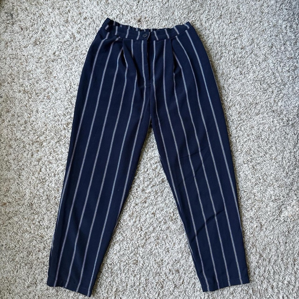 H&M Men's Blue Striped Dress Pants